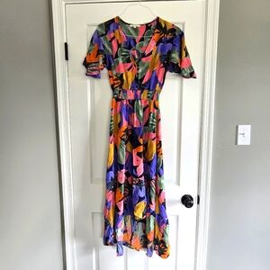 Abel The Label Anthropologie Leonard Floral Tropical High Low Midi Dress S